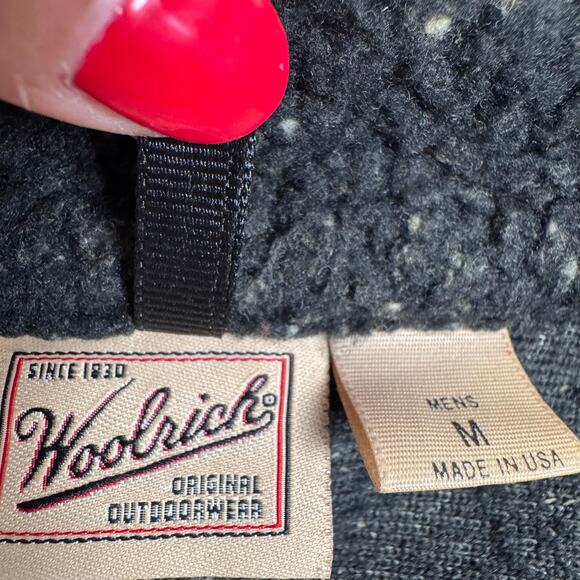 Vintage 90s Woolrich USA Snowflakes Sherpa Fleece Full Zip Jacket Winter Mens M - Picture 9 of 11